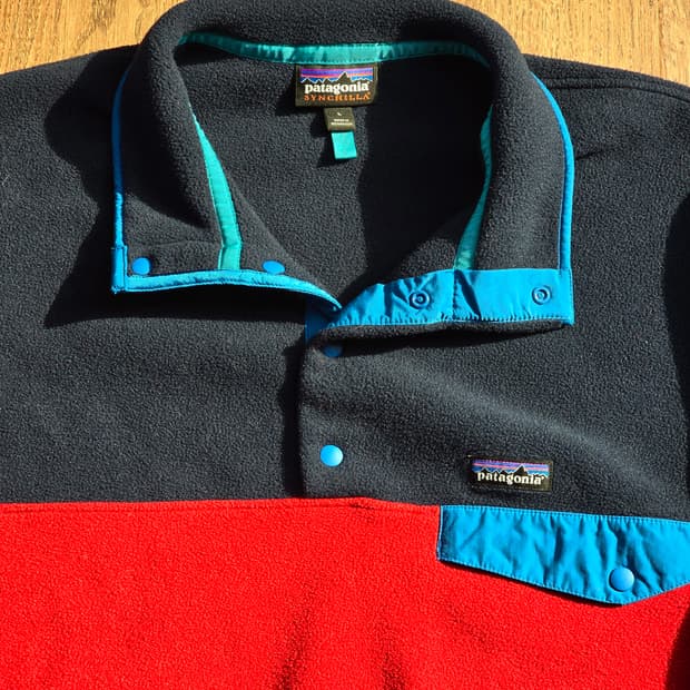 빈티지 파타고니아 신칠라 스냅티 투톤 레드 네이비 L