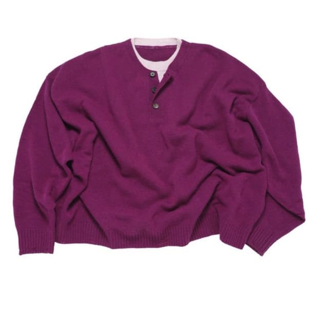 [M] mjd 콘트라스트 넥 캐시 크롭 니트 마젠타