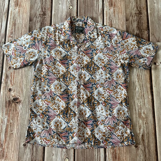 짓먼 브로스 40주년 해초 문양 오픈 칼라 셔츠 M 사이즈