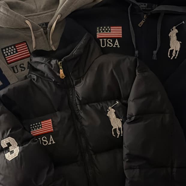 폴로 빅포니 성조기 usa 후드집업 회색 팔아요