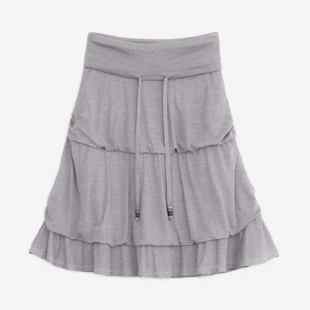 Stripe flayered midi skirt (Purple)