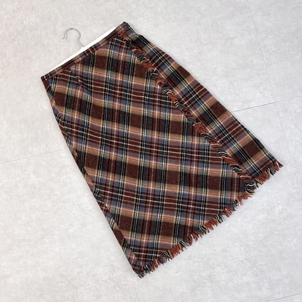 SCAPA autumn wool check midi wrap skirt