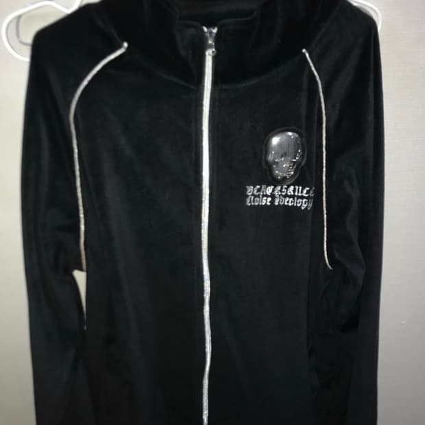 빈티지 벨벳 해골 반집업