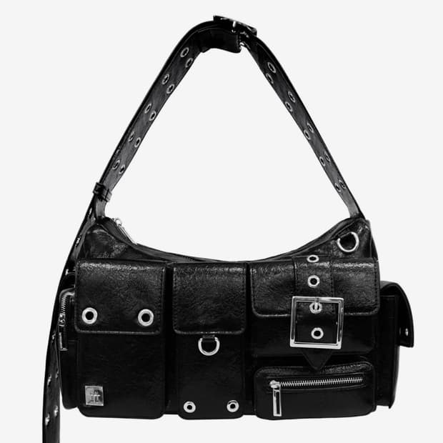 블랙 퍼플 포트리스 백 블랙