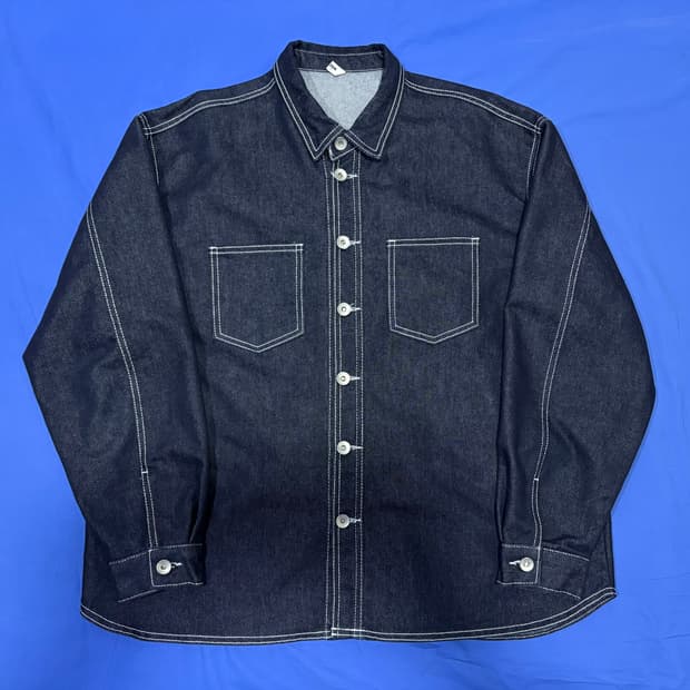 오버핏 스티치 데님 셔츠 자켓