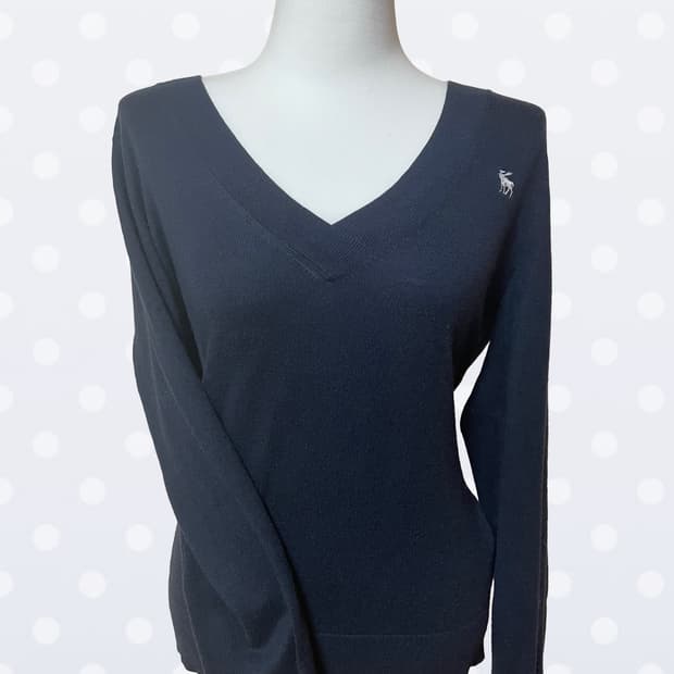 아베크롬비 네이비 브이넥 롱슬리브 니트 탑