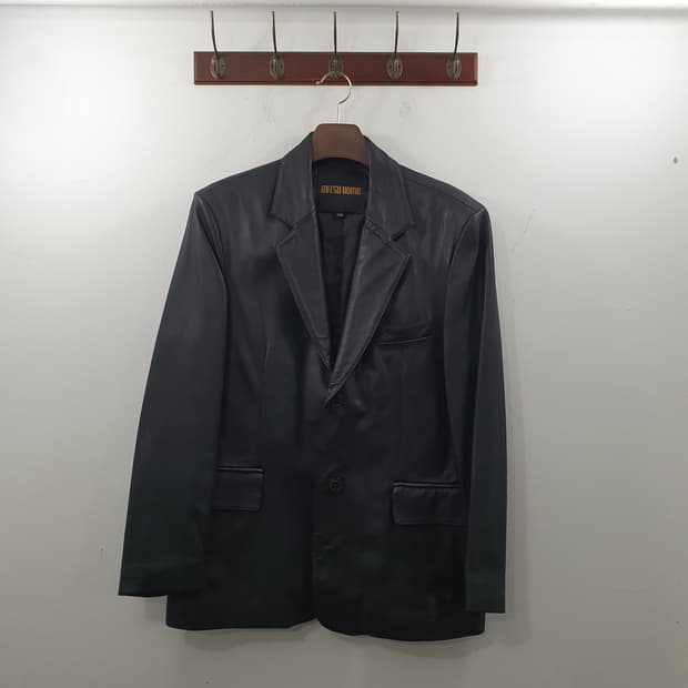XL MITSU UOMO 남성 블랙 양가죽 블레이저 가죽 자켓