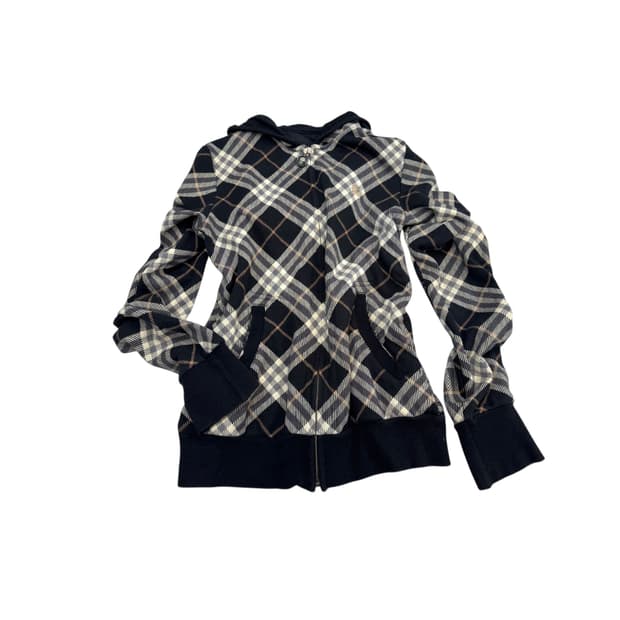 Burberry check hooded zip up