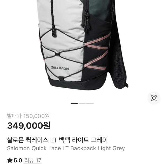 살로몬 퀵레이스 LT 백팩 라이트 그레이