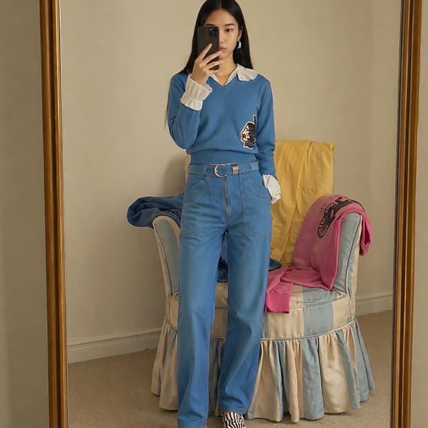 70s 페이디드 블루 워크웨어 팬츠