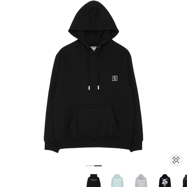 우영미 백 로고 후드 블랙 44