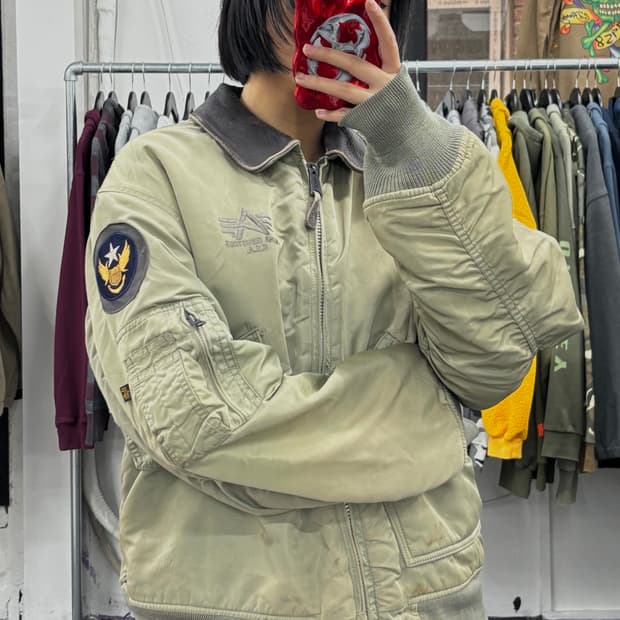 알파인더스트리 레더넥 봄버 자켓