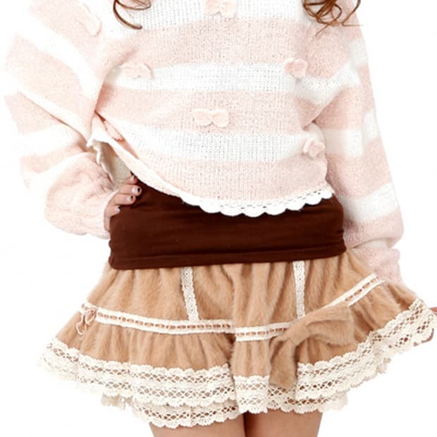 리즈리사 라떼갸루 스카팡 베이지 기모리본브로치