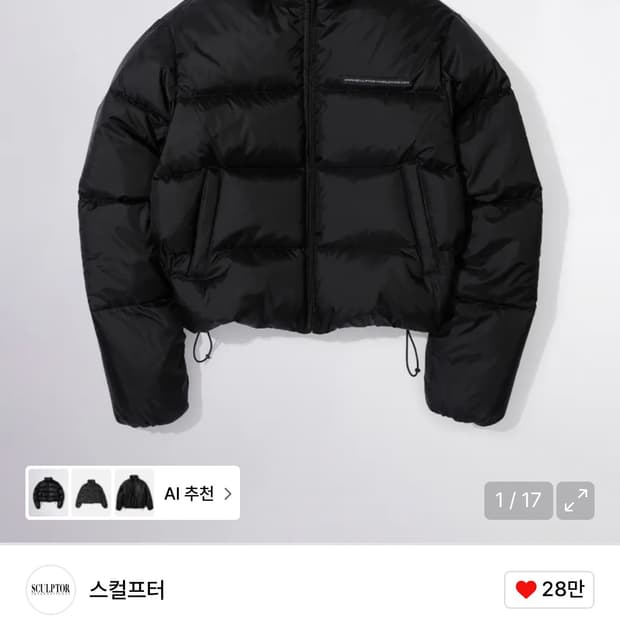스컬프터 107 Cropped Puffer Down Matte B 