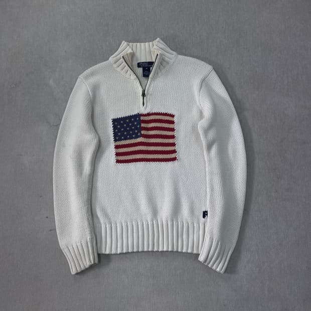 W 95 폴로랄프로렌 성조기 반집업 니트