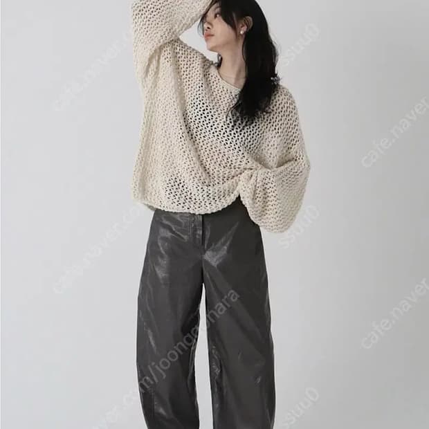 트리밍버드 커브드 레더팬츠 모카그레이