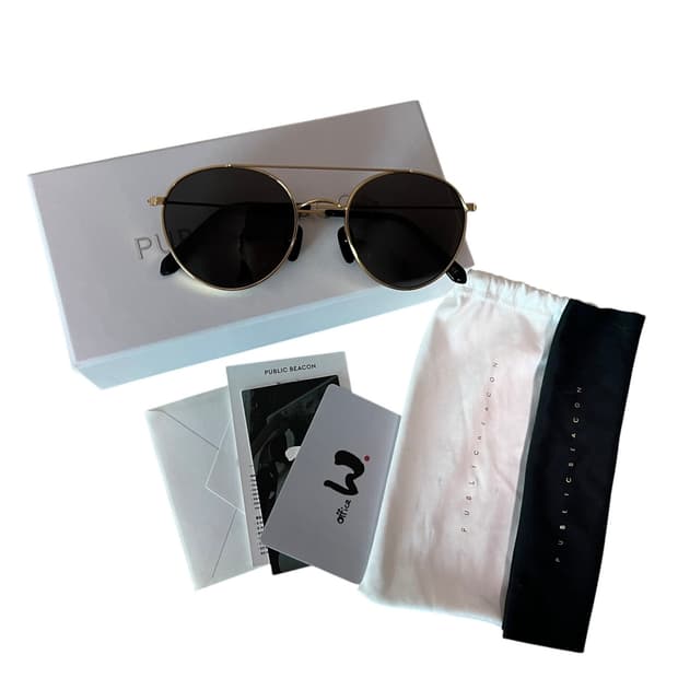 퍼블릭비컨PUBLIC BEACON 금장 라운드 선글라스