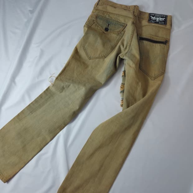 리바이스 511 빈티지 진흙워싱 데님팬츠 블랙패치 청바지 32x32