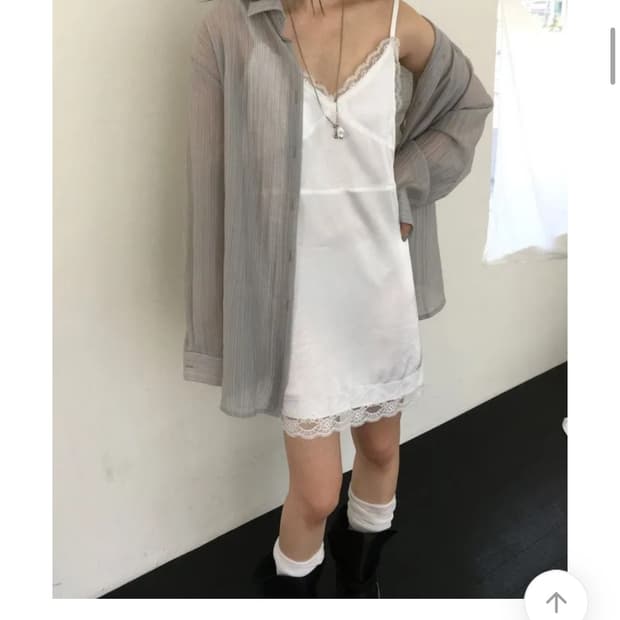 실키 레이스 새틴 슬립 원피스 란제리코어 화이트