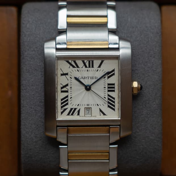 까르띠에 탱크 프랑세즈 라지 콤비 오토매틱 시계