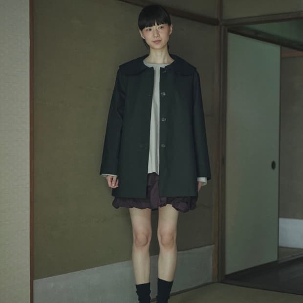 Flat Collar Car Coat (Black)