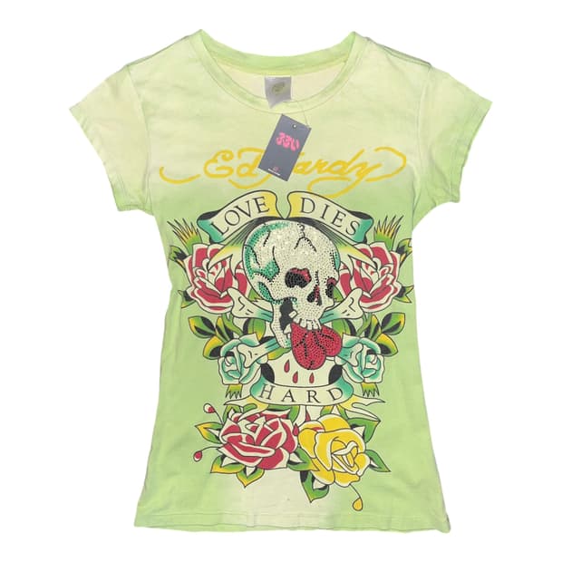 Ed hardy 에드하디 큐빅 올드스쿨 프린팅 반팔티 갸루 펑크 y2k