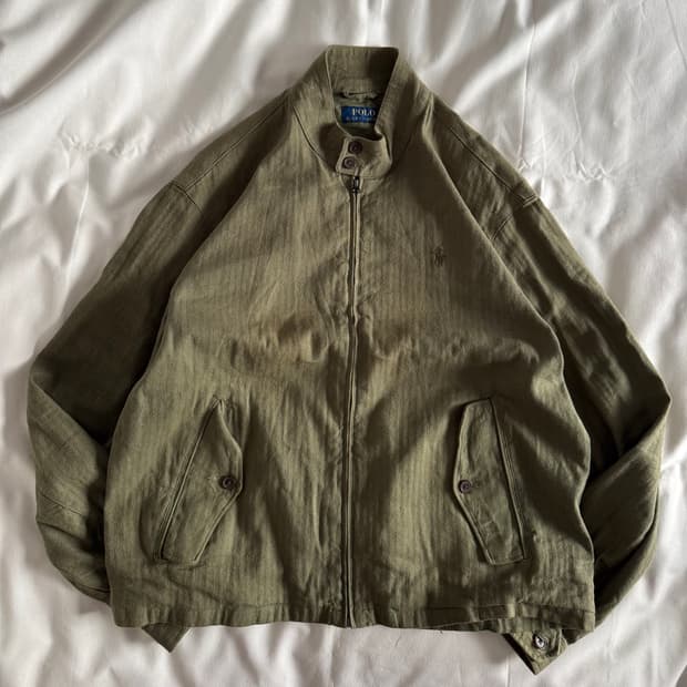 [XL] 폴로 랄프로렌 바라쿠다 헤링본 린넨 트윌 해링턴 자켓