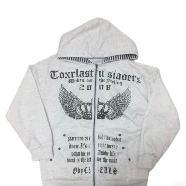 Y2K 엔젤 레터링 후드집업