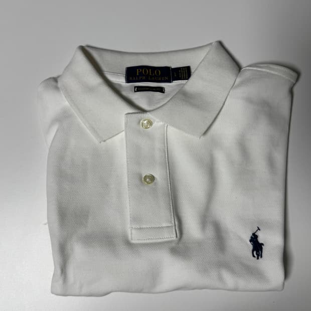 (L) 폴로 랄프로렌 슬림핏 메시 폴로 셔츠- 화이트
