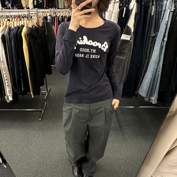 L)ELKEX 아메리칸 빈티지 자수 로고 롱슬리브