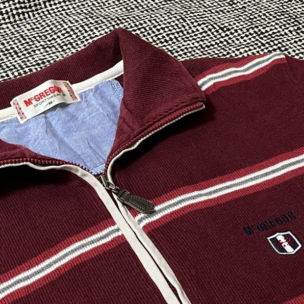 맥그리거 멀티스트라이프 집업 니트