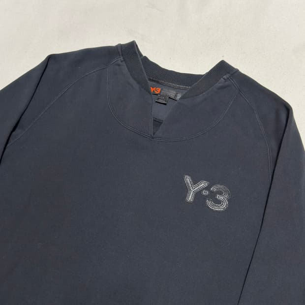 L Y-3 로고 패치 블랙 긴팔 티셔츠