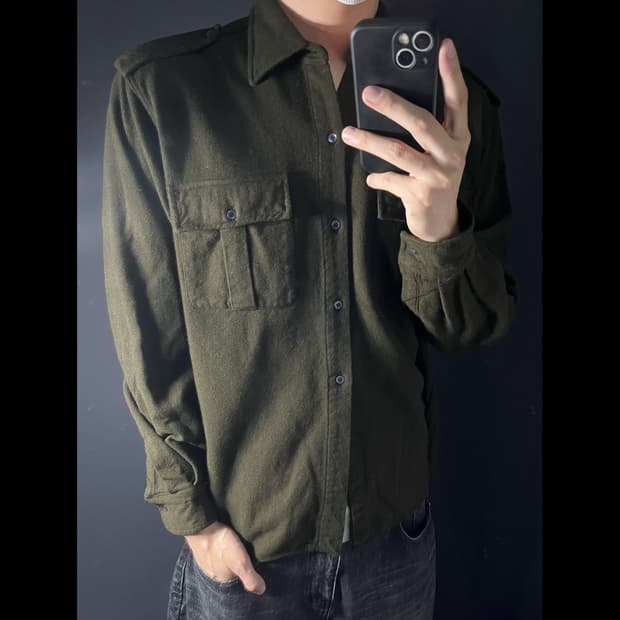 빈티지 모직 견장 셔츠