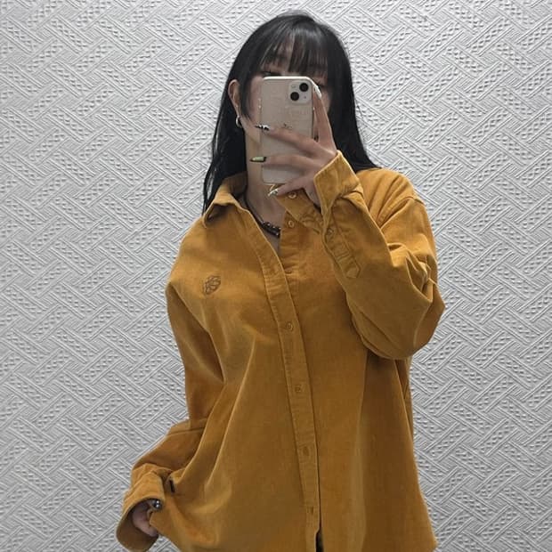 와릿이즌 와키윌리 레트로 머스타드 코듀로이 셔츠 XL C08778