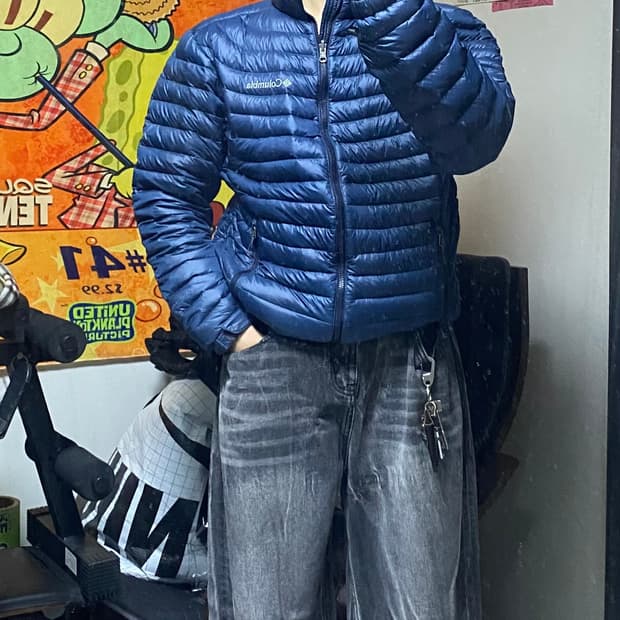 컬럼비아 옴니쉴드 경량패딩 블루색상  L