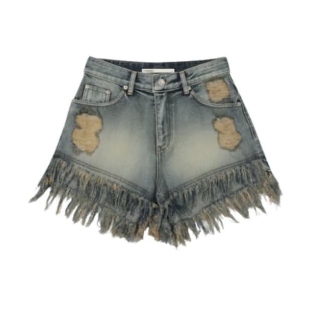 보헤미안서울 데님 데미지 쇼츠 23 블루