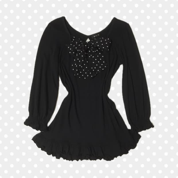 빈티지 히메갸루 도트리본 프릴 탑