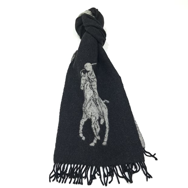 MX403 폴로 빅포니 양면 그레이 머플러 목도리