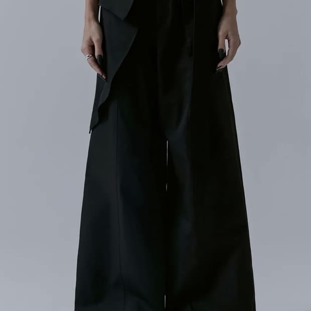 트리밍버드 벨티드 레이어드 랩 팬츠 블랙 새상품