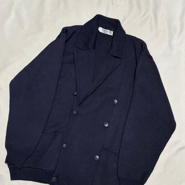 S 버버리 더블 브레스티드 네이비 니트 가디건