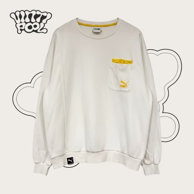 PUMA 푸마 인터내셔널 갤럭시 크루 포켓 맨투맨 아이보리  L