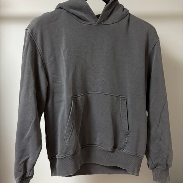 Gu 워시드 쇼트 후드티 그레이