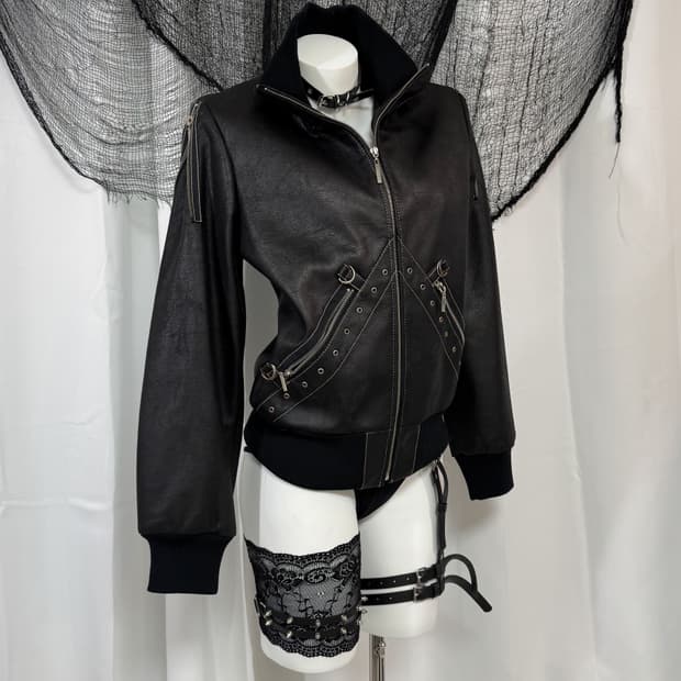 leather detail jacket