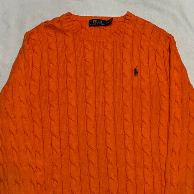 M 폴로랄프로렌 오렌지 케이블 니트