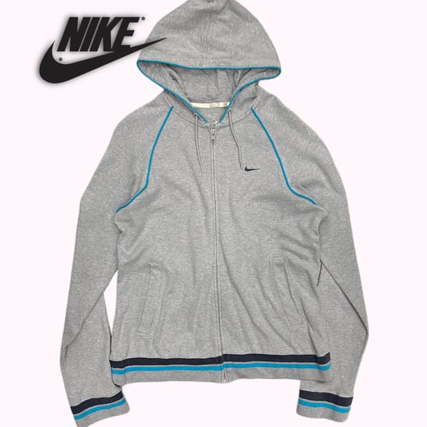 NIKE piping logo hood zip-up