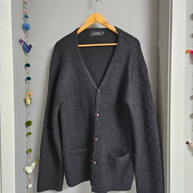 리타 LEATA 블랙 알파카 가디건 XL