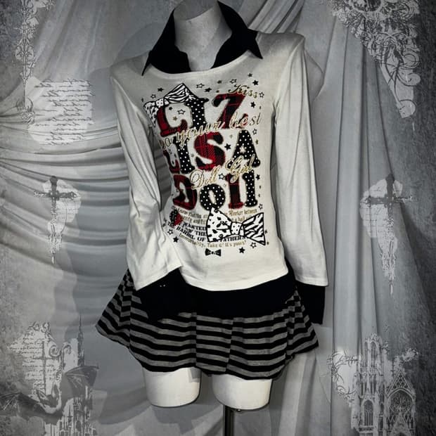 Liz LISA 리즈리사돌 무채색 갸루펑크데일리 갸펑 코디세트