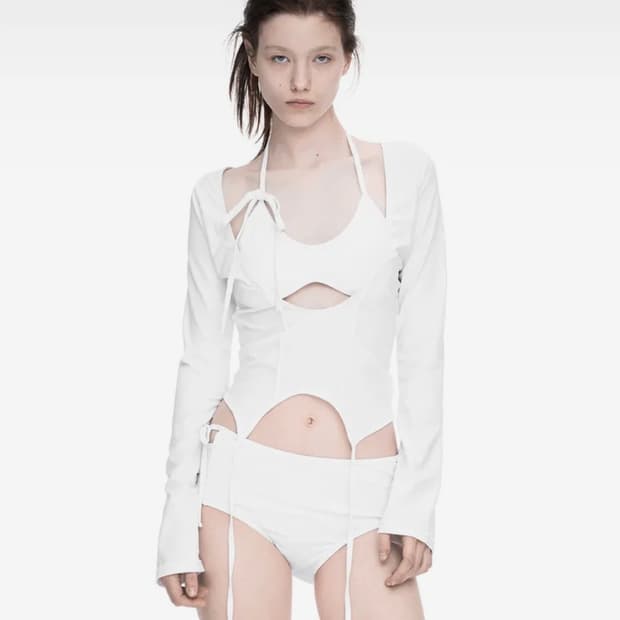 Nache 3-PIECE GARTER SWIM SUIT WHITE