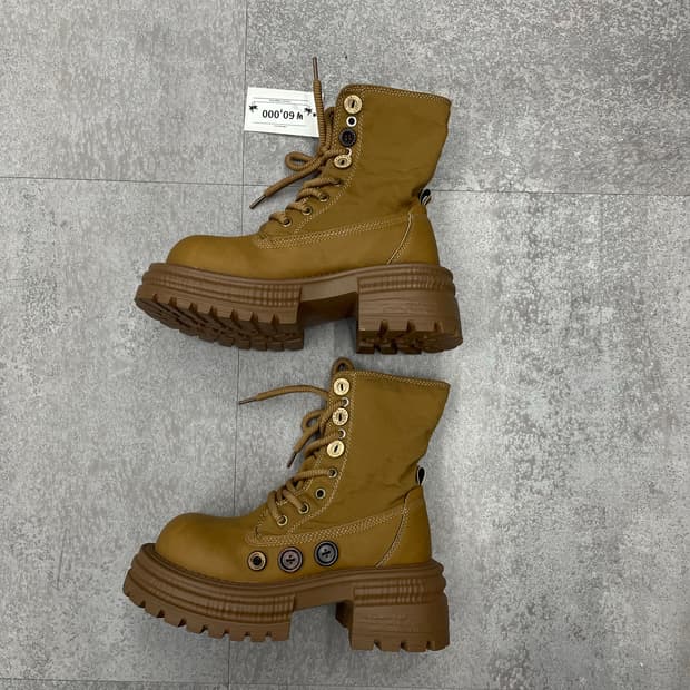빈티지 하이탑 단추 통굽부츠 H1583