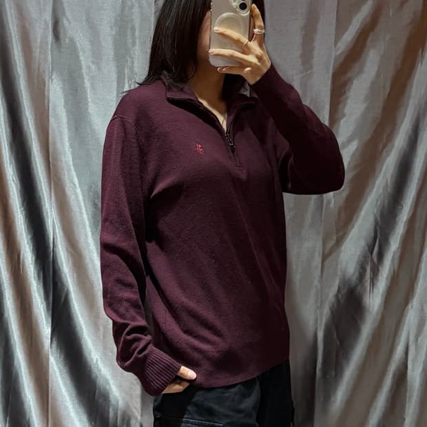 S 폴로랄프로렌 레드포니 딥버건디 반집업 니트